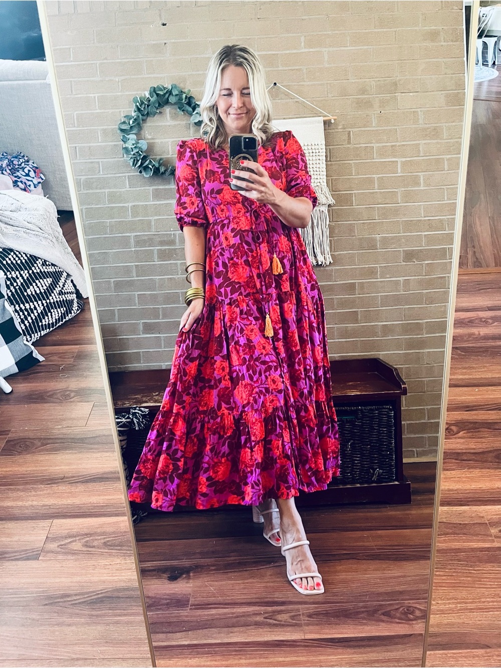 Showpo Fuchsia and Red Floral Midi Dress